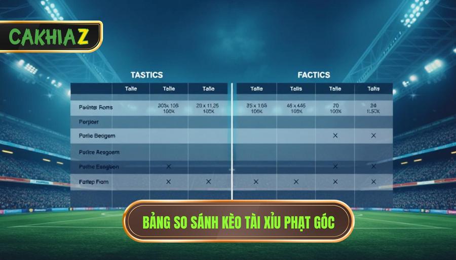 Khi nào nên đánh kèo góc? Bí quyết soi kèo từ chuyên gia CÀ KHỊA 3 Bảng so sánh các tình huống nên đánh Tài góc vs Xỉu góc